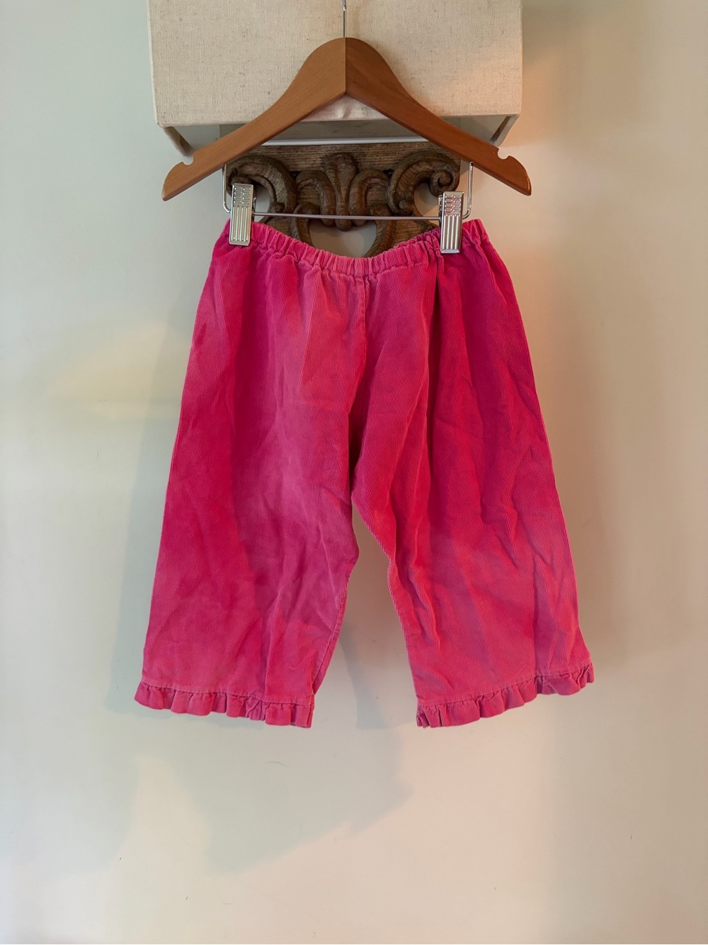 Girls Pink Ribbed Ruffle Hem Pants - Picture 6 of 6